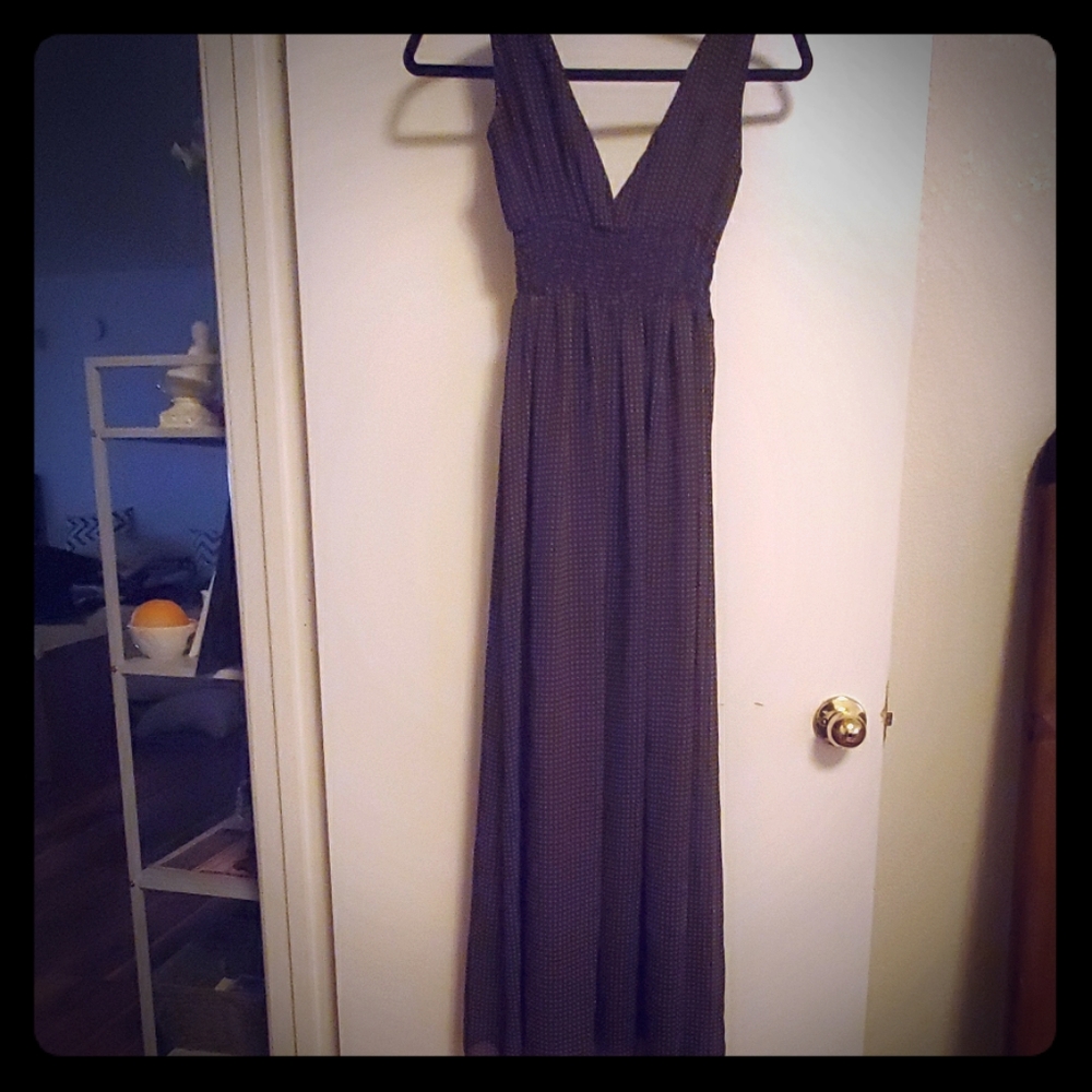 Brown with cream polka dot maxi dress